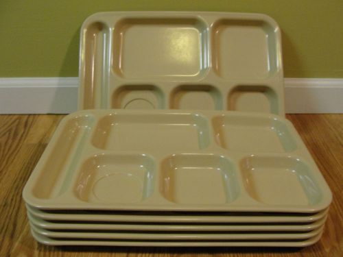 Lot Of 6 Dallas Ware 6 Compartment Cafeteria Lunch TV Food Tray Almond  P-71