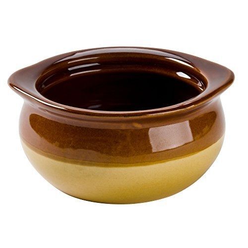 Set of 6 CAC Two Tone 12 oz Onion Soup Crock Brown and Ivory