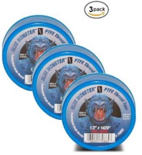 Milrose 70885 blue monster 1/2 inch x 1429 inch blue teflon tape (3 pack) for sale