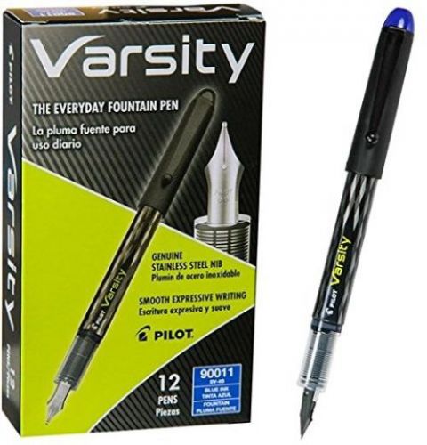 Pilot Varsity Disposable Fountain Pens, Blue Ink, Medium Point, Pack Of 6