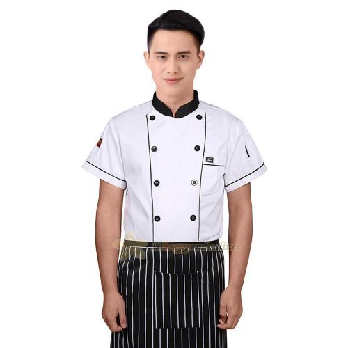 Unisex Kitchen Cooker Working Uniform Chef Waiter Waitress Coat Jacke HY#U