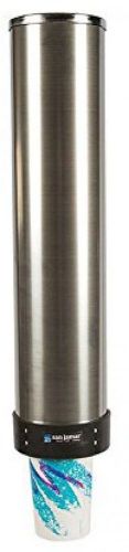 San jamar c3500p stainless steel pull type beverage cup dispenser, fits 32oz to for sale
