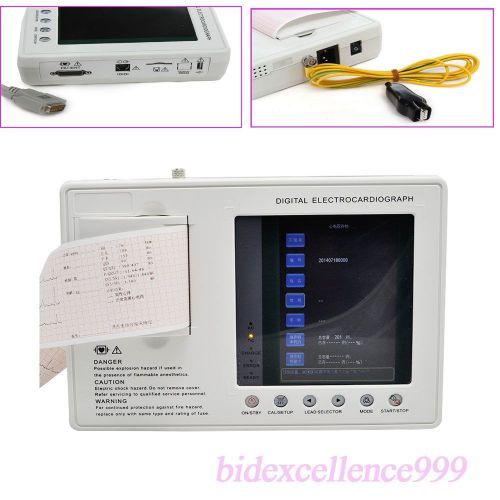 2015 Color LCD Portable Digital 3-channel 12-lead Electrocardiograph ECG Machine