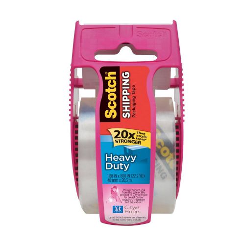 Scotch Heavy Duty Shipping Packaging Tape 1.88 x 800 Inches Pink Dispenser (1...