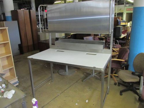 poly top cutting table with over shelf
