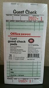 1 Part Guest Check Pads NEW 10 Pack SEALED