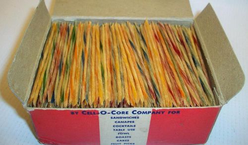 1000 Vintage Cell-O-Core Cellophane Toothpicks King Size DuPont Round 2 7/8&#034;
