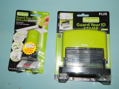 Kespon Plus Guard Your ID Stamp Large Green Case Black Ink Advanced Roller Lot