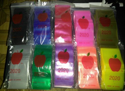 2020 Original Apple Mini Bags Ziplock Baggies 100 Mult Color Mix 2&#034; X 2&#034; QUALITY