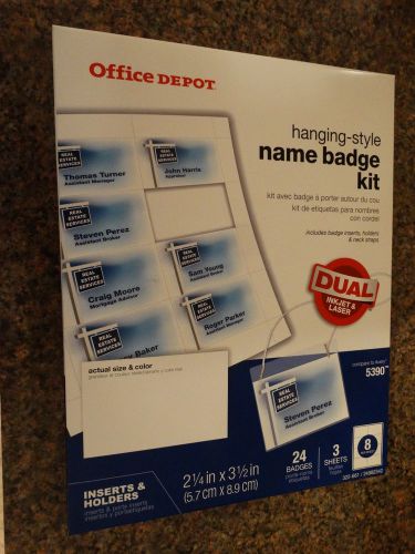 Office Depot Hanging Style Name Badges Kit 24 Badges 2 1/4&#034; x 3 1/2&#034;