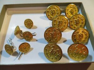 Lot of Gold &#034;P&#034; Wreath Police Officer Uniform Buttons w/ Clips