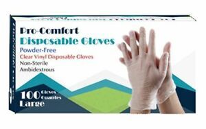 1 Case 1000 Count 100 Pc per Box Pro-Comfort Disposable Vinyl Gloves X-LARGE