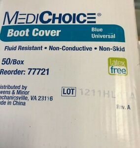 MEDICHOICE BOOT COVER 50/BOX 77721 BLUE UNIVERSAL NON-SKID FLUID RESISTANT