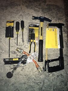 Klein Tools Lot Pliers, Hammer, Hacksaw,autoclamping,screwdrivers
