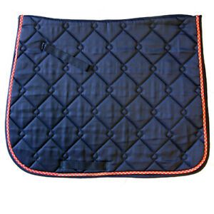 Exselle 158554NY Quilted Dressage Saddle Pads - Navy, Red &amp; Grey