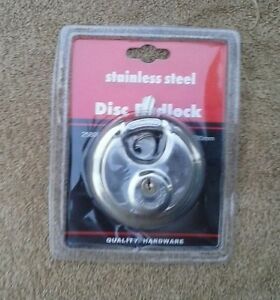 NEW 80mm (3.25 inch) Heavy Duty Stainless Steel Armor Round Disc Padlock 2 keys
