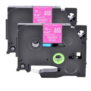 2PK Compatible Brother TZe MQP35 White on Perry Pink Label Tape Cassette 1/2&#034;