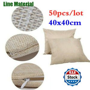 50PCS/lot 40x40cm Linen Sublimation Blank Pillow Case Cushion Cover - US Stock