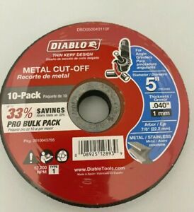 DIABLO 10 PACK 5&#034; METAL CUT OFF DISCS NEW DBD050040110F