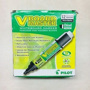 Pilot V Board Master Whiteboard Markers - Black - Chisel Med (43914) 11pk NEW