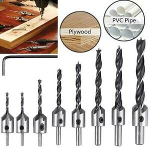Woodworking Tools Countersink Drill Bit Sets HSS Pilot Screw Holes 4/7/8 Pcs Set