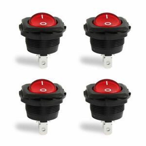 4Pcs SCI Waterproof R13-135B Rocker Switch 3Pin 2 Position ON-OFF 10A/16A Red