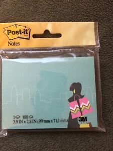 NEW Post-It Notes 3M Super Sticky Turquoise Shopper 1 pad 100 each 3.9&#034;x 2.8&#034;