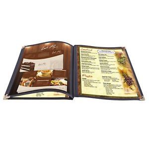 30pcs 8.5x14&#034; Menu Cover 3 Page 6 View Restaurant Cafe Club Black Trim Fold Book