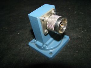 NOS WR112 WAVEGUIDE to COAXIAL RT ANGLE ADAPTER Type N / MALE 7.05-10 GHz