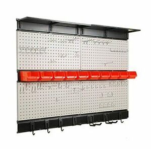 Garage Storage, 48x36 inch Pegboard, Hooks &amp; Bins Board Panel Tool Organizer