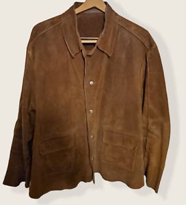 Vintage Brown Leather Welding Jacket Mens Large