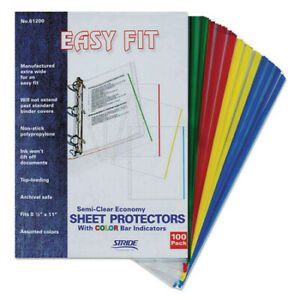 STRIDE 61200 EasyFit Sheet Protectors, 8 1/2 x 11, Assorted Colors, PK100