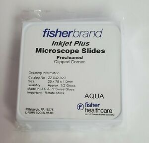 FISHERBRAND AQUA INKJET PLUS MICROSCOPE SLIDES- PRECLEANED CLIPPED CORNERS- LOTS