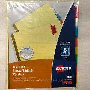 Avery 8 Big Tab Insertable Dividers Template #11111-Laser/Inkjet Printable