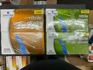 Members mark nitrile exam gloves  S/M/L 400ct powder free &amp;  latex free