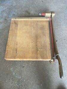 Vintage Ingento No.5 Paper Cutter 15.5&#034; X 15.5” Maple Base - Cast Iron