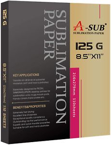 A-SUB Sublimation Paper 8.5x11 Inch 110 Sheets for Any Inkjet Printer which Ink