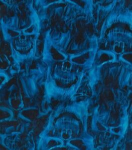19x196&#034; Water Transfer Print Film US Hydrographic blue flame skulls fire head US
