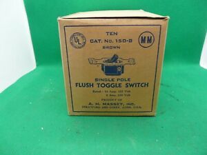 Vintage A.H. Massey Single Pole Flush Toggle Switches - BOX of 10 - NOS