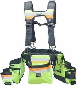 BucketBoss 3 Bag Framers Rig w/Suspenders in Safety Yellow Hi-Vis 55185-HVOY