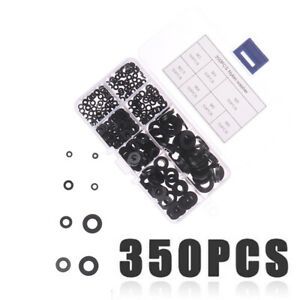 350Pcs M2/M2.5/M3/M4/M5/M6/M8 Black Nylon Flat Washer Assortment Kit S M69 LTjy