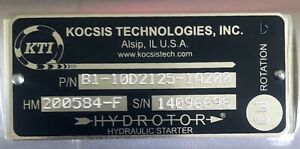 KTI KOCSIS TECHNOLOGIES INC B1-10D2125-1A200 HYDRAULIC STARTER/SELF HYDROTOR