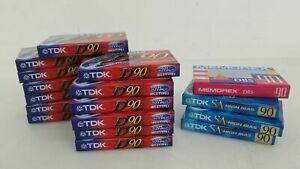 Sealed TDK D-90, SA-90 &amp; Memorex DBS Blank Cassette Tapes Lot of 17