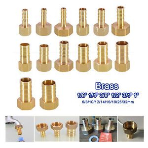 BSP Brass Female Thread Pipe Fitting x Barb Hose Tail Connector 1/8 1/4 3/8 ~ 1