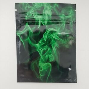 48 Pack Smell Proof Mylar Bags Resealable 3x4 inch Green Smoke Design Food Safe