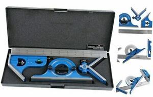 12&#039;&#039; 4 Combination Square Ruler Set Protractor Satin, 4-R Graduation, 12&#034; 4R