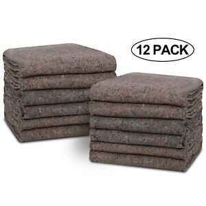 Set 12 Moving Blankets 53x74 inch Heavy Duty Professional Quality Quilted