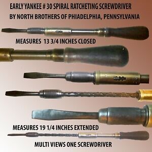 ANTIQUE YANKEE # 30 RATCHETING SCREWDRIVER BY NORTH BROTHERS, PHILADELPHIA, PA.