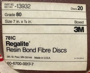 VINTAGE 3M 781C REGALITE RESIN BOND FIBRE DISC 7 INCH 20 DISCS
