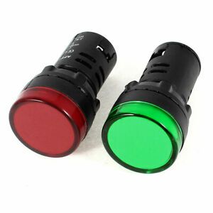 2 x AD16-22D/S Green Red LED Pilot Signal Light Panel Indicator Lamp 22mm DC 12V